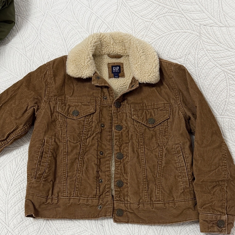 GAP kid Tan Corduroy Jacket with Cream Collar